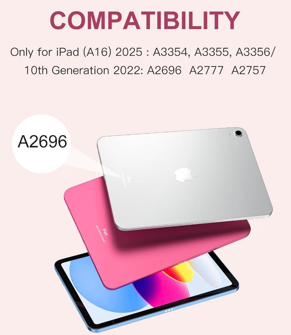 Multi-Touch Trackpad, 7 Colors Backlit, Detachable Keyboard for iPad A16 11 inch/10th Gen with Pencil Holder, Light Pink
