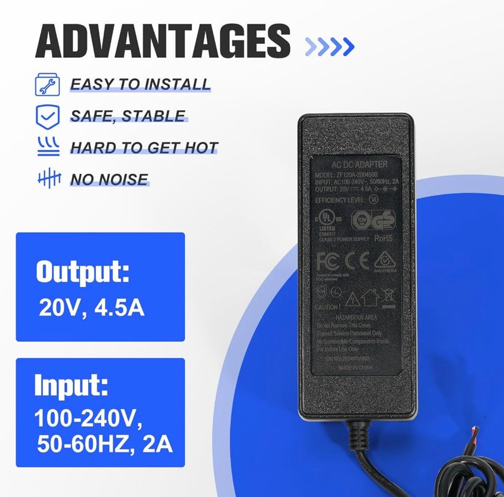 KIT0480 AC/DC Adapter 20V 4.5A Power Brick Fit for Century Ironwood Traeger Pro Redland Silverton Timberline Grilles, Switching Power Supply Cord Cable Battery Charger PSU, Replace ELE143
