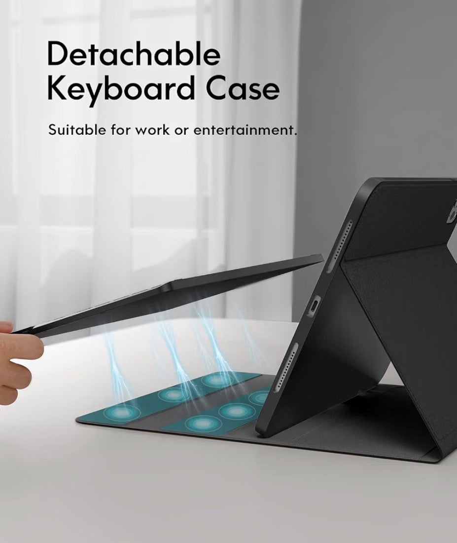 for iPad Air 11 Inch (M4/M3/M2)& Air 4th/5th Case with Keyboard, Detachable Folio Keyboard Case with Multi-Touch Trackpad, 7-Color Backlight, Pencil Holder & Dual Bluetooth, Black