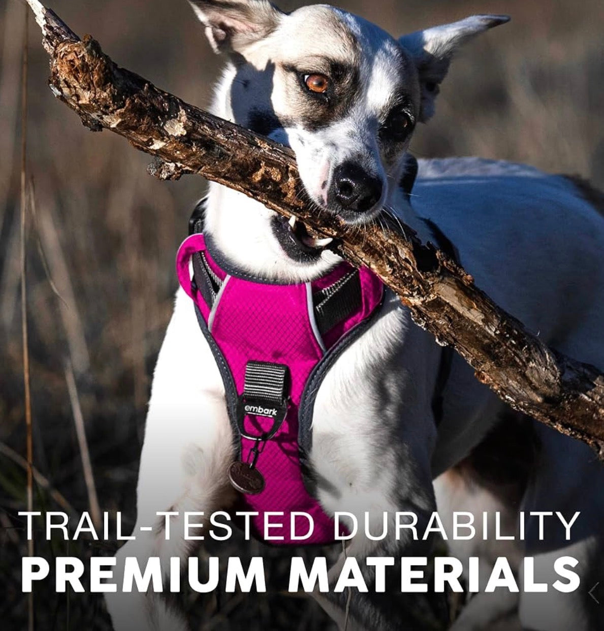 Embark No Pull Dog Harness, Reflective Adjustable Training Vest, No Choke Adjustable straps fit all dog breeds with sturdy hooks; 360° reflective trim, soft padded Harness Design for All Dogs - Hot Pink