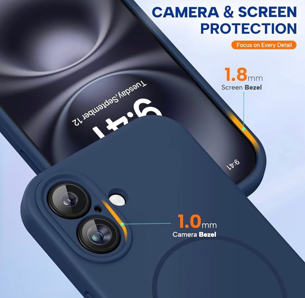 Miracase Silicone & Magnetic for iPhone 16 Case, Dark Blue
Compatible with MagSafe, Anti-Scratch Microfiber Lining, Liquid Silicone Case Shockproof Drop Protection Phone Case for 16