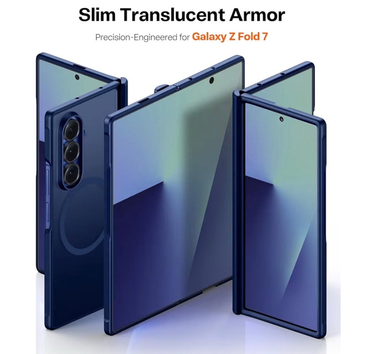 TORRAS - Magnetic Shockproof for Samsung Galaxy Z Fold 7 Case, Blue
2x Screen Protector Included, Fit for MagSafe, 4X Military Grade Hinge Protection, Translucent Slim, Silk-Smooth Matte Feel