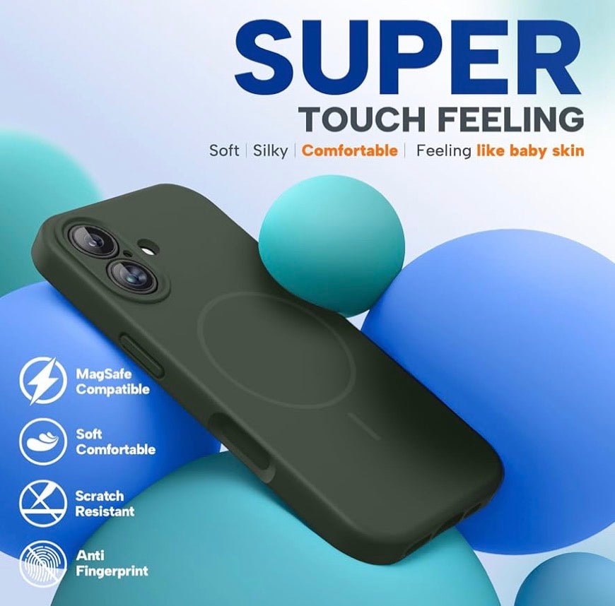 Miracase Silicone & Magnetic for iPhone 17 Case, Dark Green
Compatible with MagSafe, Silicone Camera Control Cover, Soft Microfiber Lining, Shockproof Drop Protection Phone Case for 17