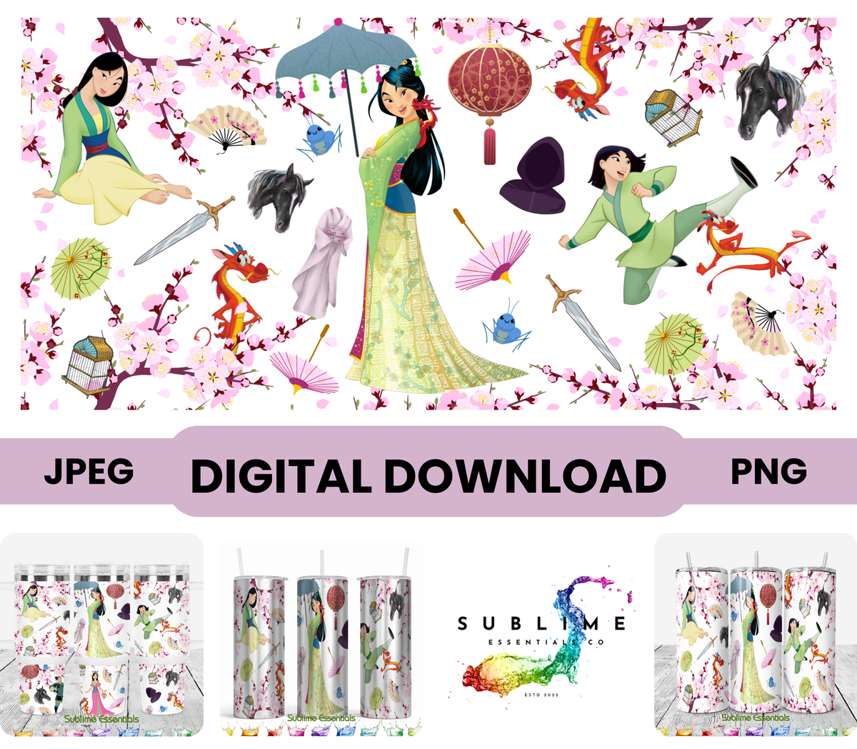 Mulan "Cherry Blossoms"  Digital Download - PNG & JPEG Format (Copy)
