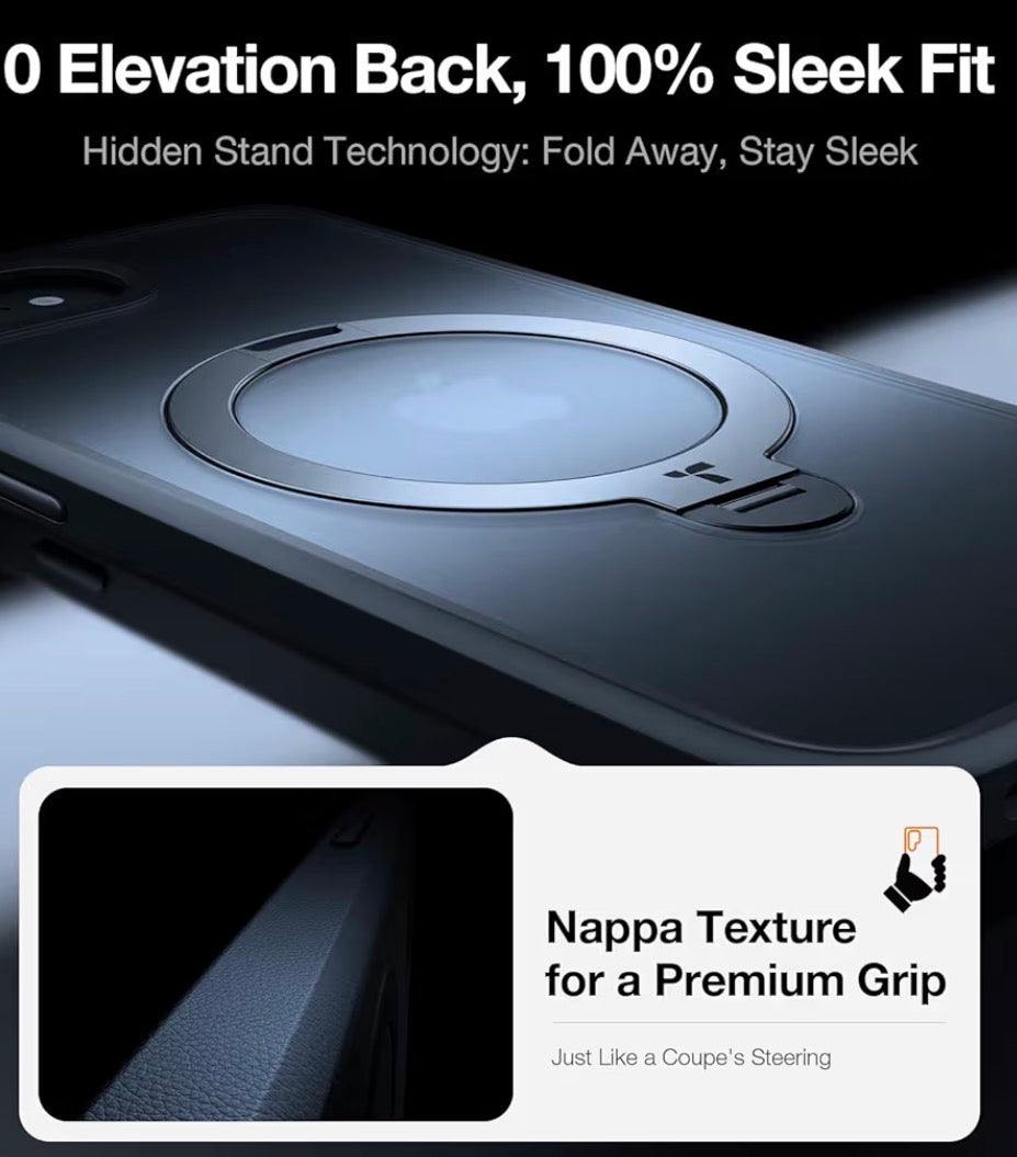 360 Spin for iPhone 17e Case & iPhone 16e case with Stand, Fit for MagSafe, 4X Military-Grade Protective, Stand Phone Case for iPhone 17e Case, Ring Holder Slim Cover, Matte Black 6.1''
