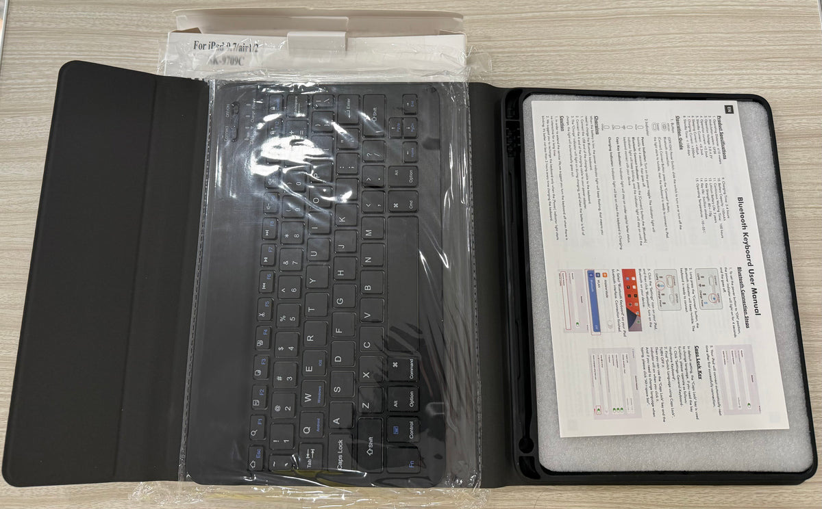 Keyboard Case for iPad 9.7 inch 2018 (6th Gen)/ 2017 (5th Gen)/2016 iPad Pro/Air 2/1, Thin - Detachable - Wireless Keyboard Cover with Pencil Holder for iPad 9.7 inch, Auto Sleep/Wake, Black