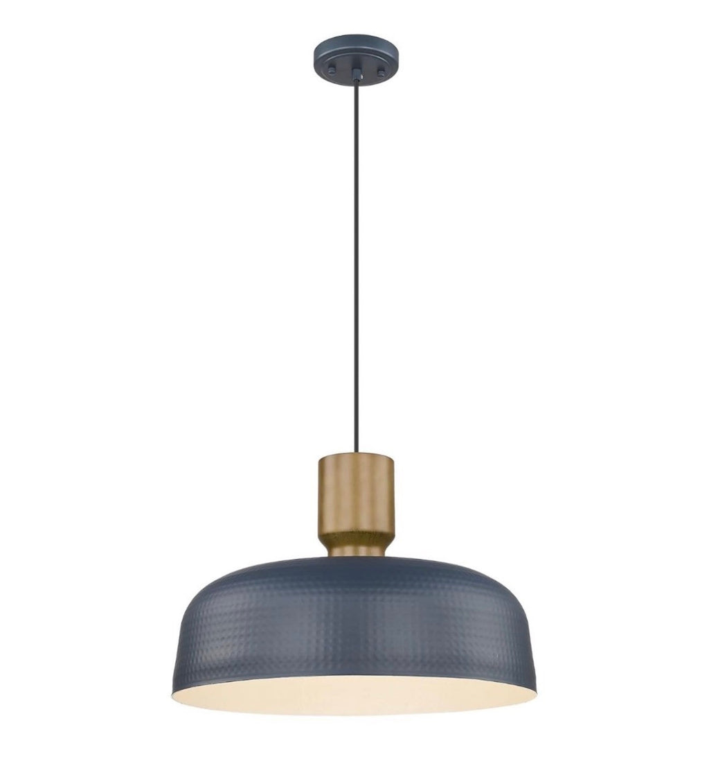 Darkaway Large Industrial Pendant Light Fixtures with Hammered Metal Shade, 2 Pack Blue 18.1 inch Oversized Pendant Lighting for Kitchen Island Hanging Lamp Adjustable Height