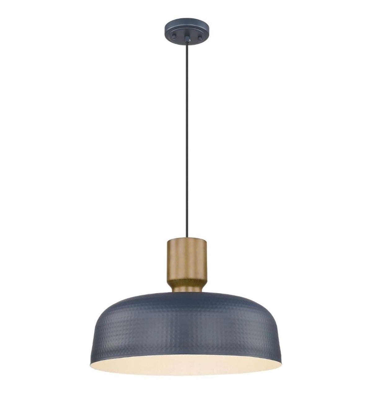 Darkaway Large Industrial Pendant Light Fixtures with Hammered Metal Shade, 2 Pack Blue 18.1 inch Oversized Pendant Lighting for Kitchen Island Hanging Lamp Adjustable Height