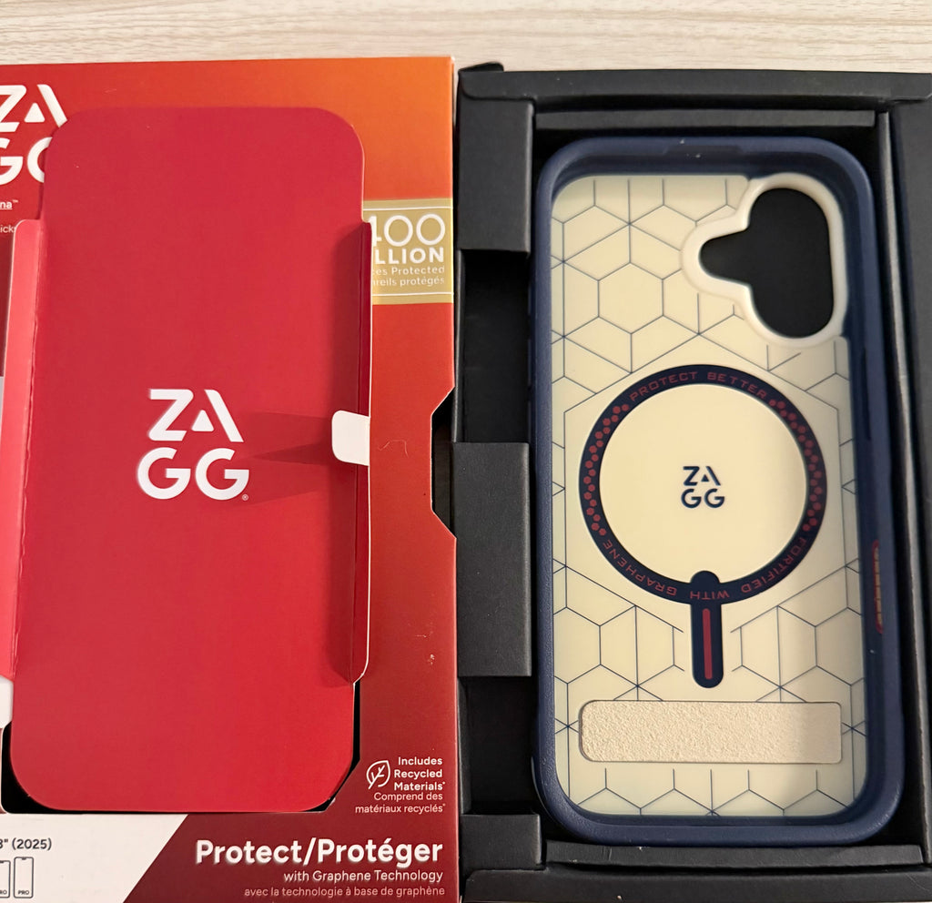 ZAGG Sedona Snap Case with Kickstand for iPhone 17 - Red Light Yellow & Blue, Drop Protection (13ft/4m), Multi-Layer Protection, with Camera Button, MagSafe Phone Case with Impact-Absorbing Bumpers