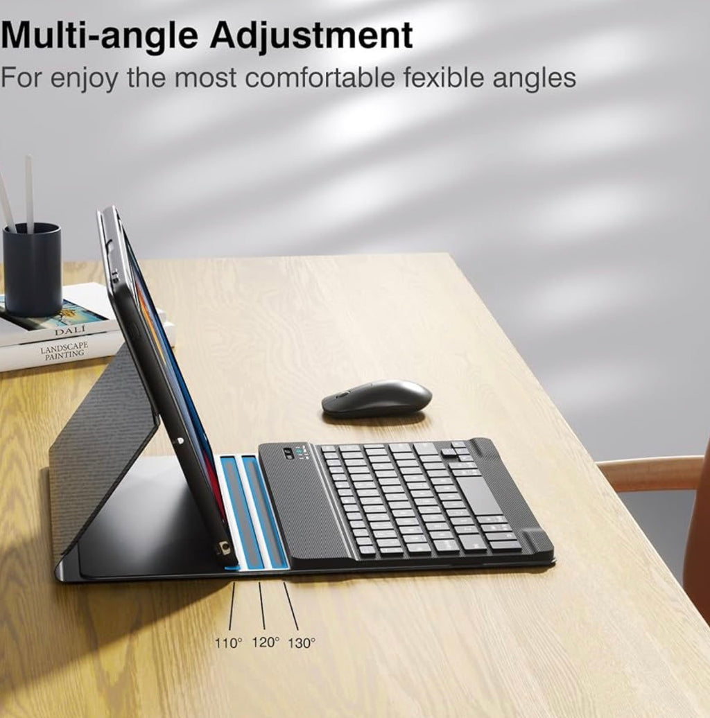 Keyboard Case for iPad 9th/8th/7th Gen (2021/2020/2019) 10.2 Inch
Keyboard Case for iPad Air 3rd gen (2019), iPad Pro 10.5 inch (2017), Detachable Wireless Keyboard, Pencil Holder