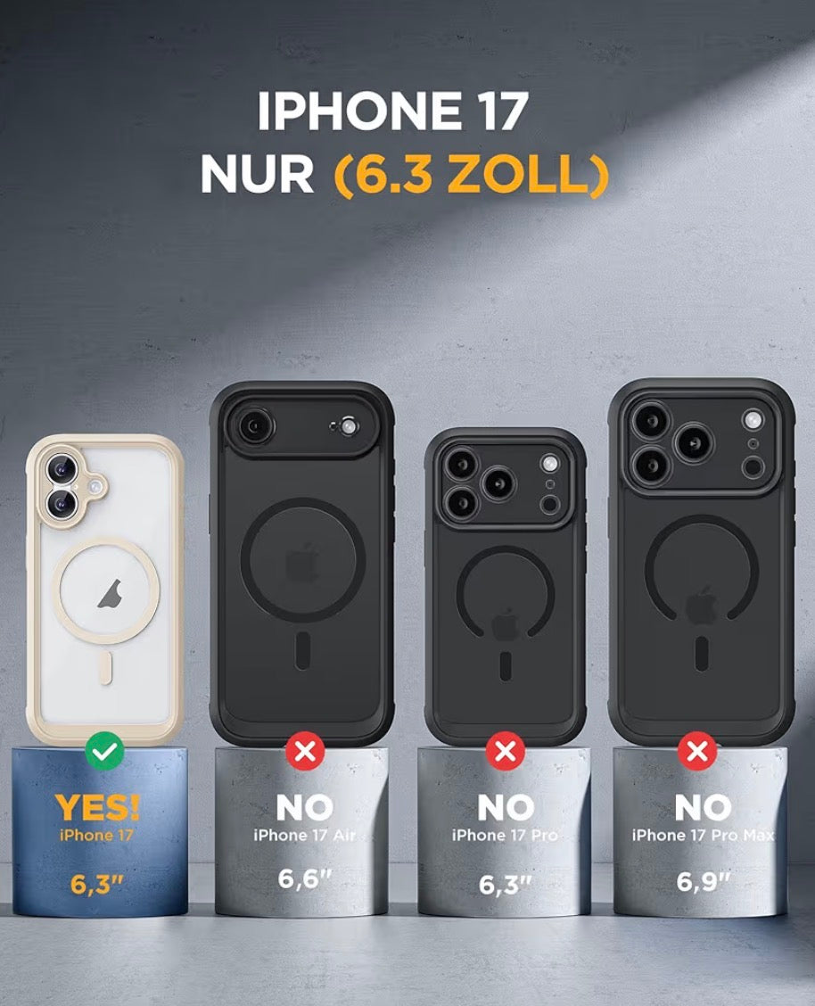 for iPhone 17 Case 6.3'', Full-Body Military Grade Drop Protection Outdoor Phone case with Built-in Glass Screen & Camera Control, Easy Installation, No Gap, Compatible with MagSafe, Gold
