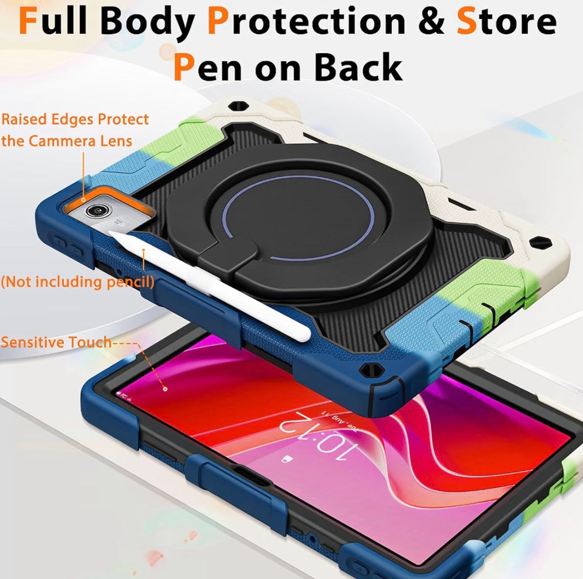 Case for Lenovo Tab M11 / K11 (TB-330FU/TB-330XU) 11 inch Drop-Proof, Protection Cover with 360° Rotate Stand & Handle & Screen Protector & Shoulder Strap & Kids Friendly