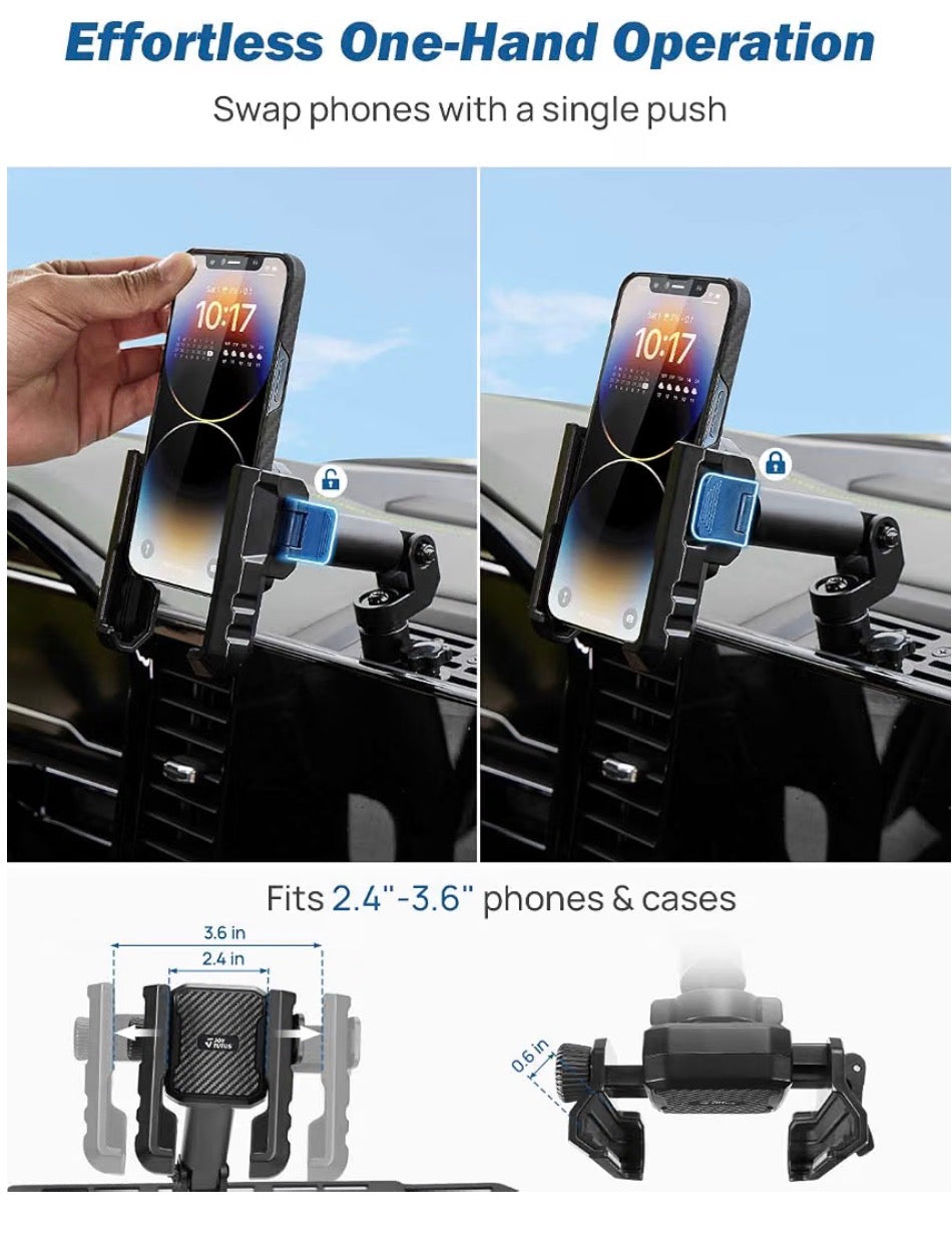 Metal Dash Mount Phone Holder Compatible with 2022-2026 Silverado & 2022-2026 Sierra with 13.4" Touchscreen | Custom Fit Phone Mount Expansion Platform| One-Hand Adjustable Clip