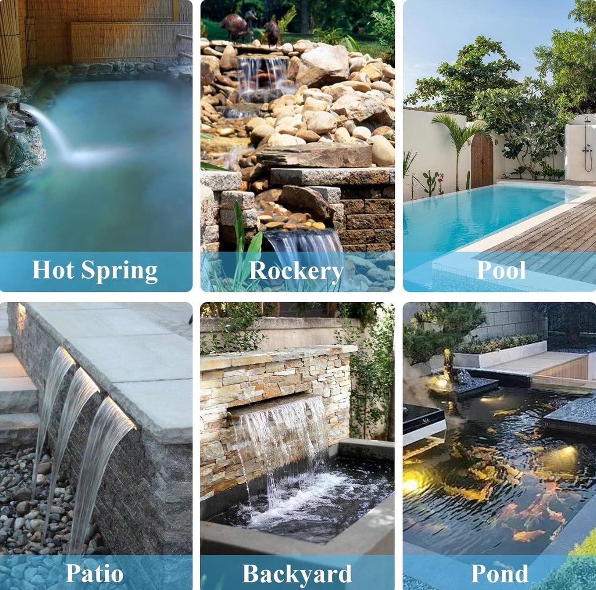 36” Inch Pool Fountain 304 Stainless Steel Waterfall Spillway with Pipe Connector Kits, Wider Water Flow Sheer Descent Platform Water Feature Fountain for Swimming Pool, Outdoor Garden Decor