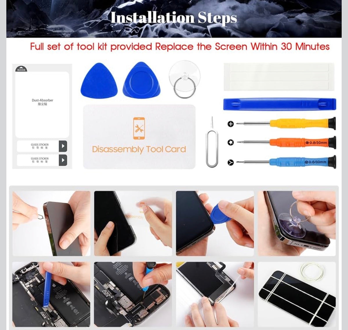 Screen Replacement for Zebra TC57 LCD Digitizer Repair Kits for Zebra TC52/TC57 Touch Screen Display Assembly Replacement TC52X TC520L TC52AX TC57X