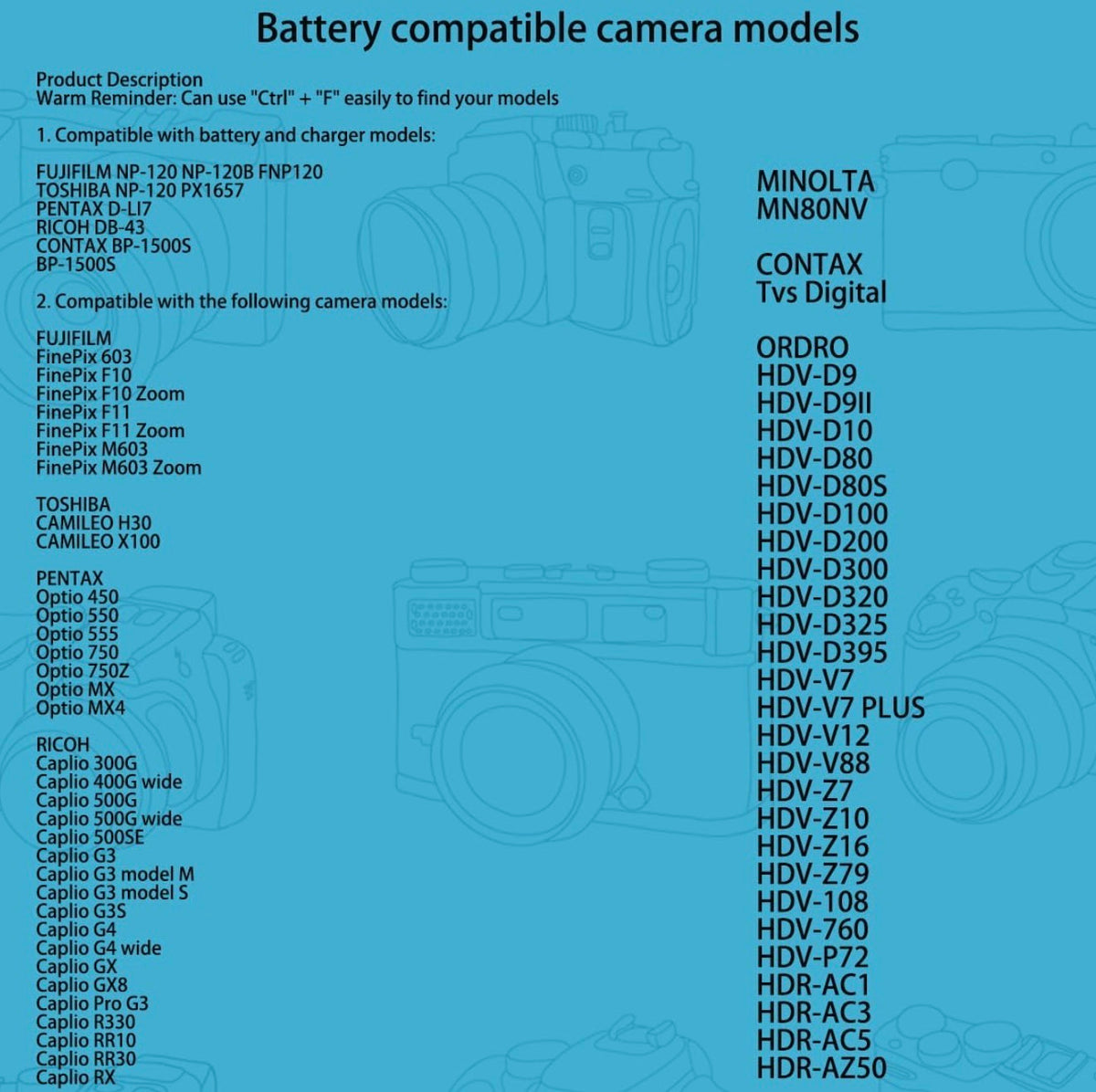 2 Pack, NP-120 Battery and Charger Kit, Replacement for Fujifilm NP-120 NP-120B FNP120, Compatible with Toshiba PX1657 Pentax D-LI7 Ricoh DB-43 Contax BP-1500S