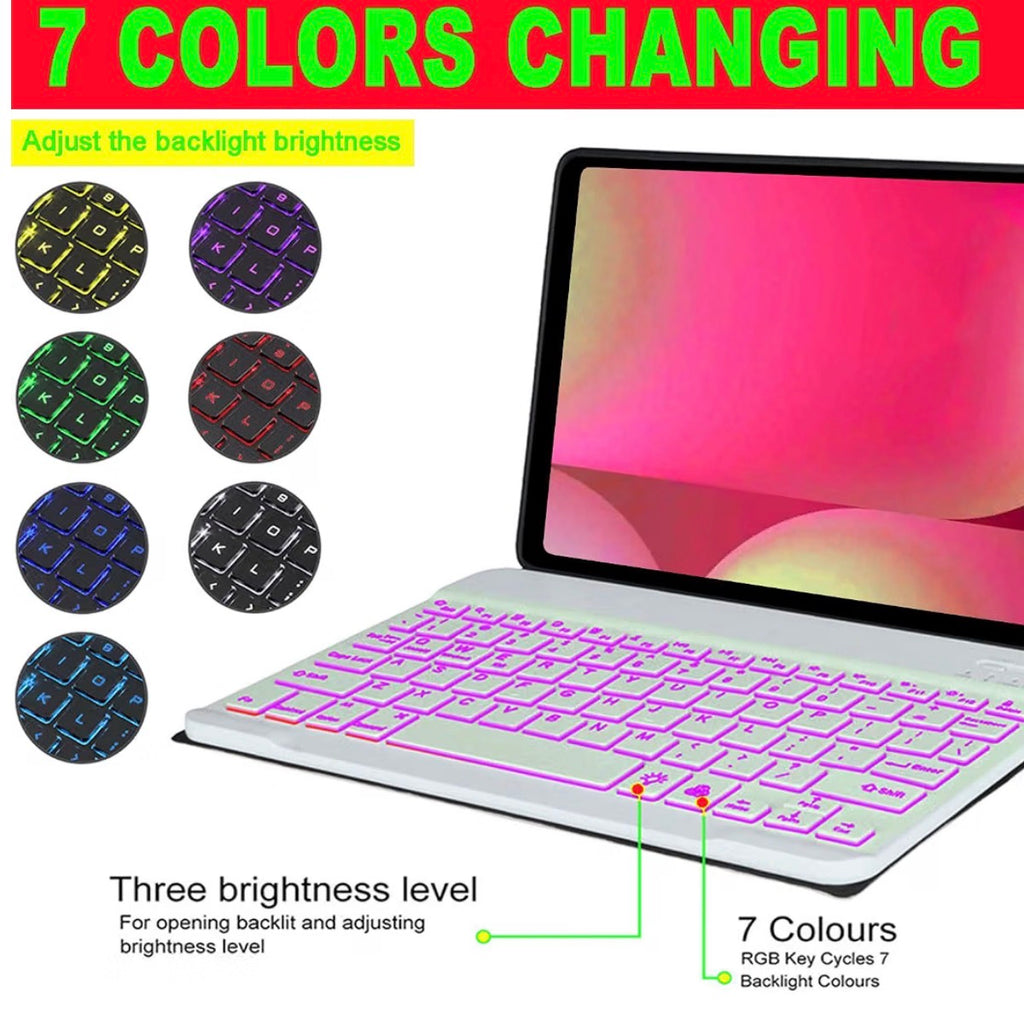 Keyboard Case for Samsung Tab S10 Plus/ S9 FE+/ S9+/ S8 Plus /S7 Plus/S7 FE 12.4" Smart Backlit Case Keyboard with Pen Holder (Light Pink)
