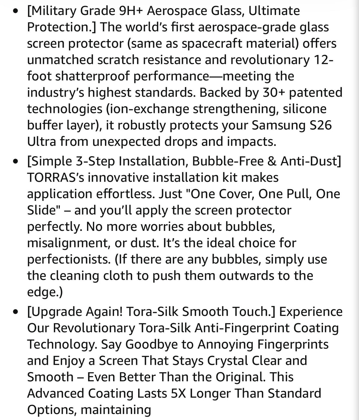 OrigArmor for Samsung Galaxy S26 Ultra Screen Protector [100% Anti Reflection] [Full Coverage Fit] Military-Grade Shatterproof 9H+ Tempered Glass Anti-Scratch Screen Protector S26 Ultra 1-Pack