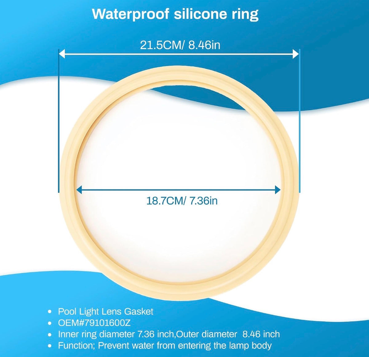 10'' Pool Light Maintenance Kit Fixing Clamp 79111000, Sealing Ring 79101600Z, Stainless Steel Face Ring 79110600, Suitable for Maintenance