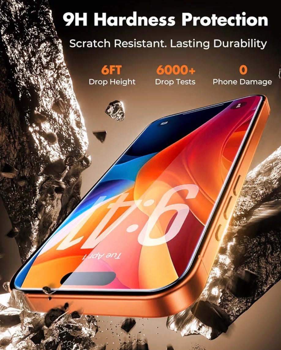 1 Pack Screen Protector for iPhone 17 Pro Max Tempered Glass Military Grade Shatterproof, 9H+ Hardness, 99.99% HD Clear, Bubble-Free, Easy Installation Frame, for iPhone 17 Pro Max