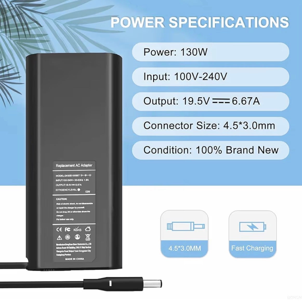 130W Power Supply for Dell OptiPlex 7010 7020 7050 7060 7070 7080 Micro
for 9020 7040 5050 5060 5070 5080 5090 3040 3050 3070 3080 3090 MFF Business Desktop,Inspiron 5420 5415 5410 All-in-One Cord