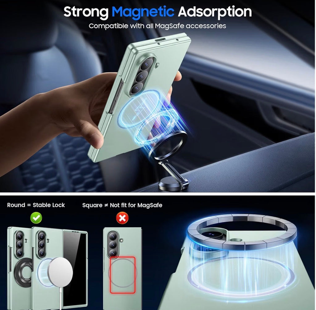 Magnetic for Samsung Galaxy Z Fold 7 Case [Compatible with MagSafe][Built-in Privacy Screen Protector] Slim Hard PC Thin Shockproof Protective Phone Cases for Samsung Galaxy Z Fold 7, Mint