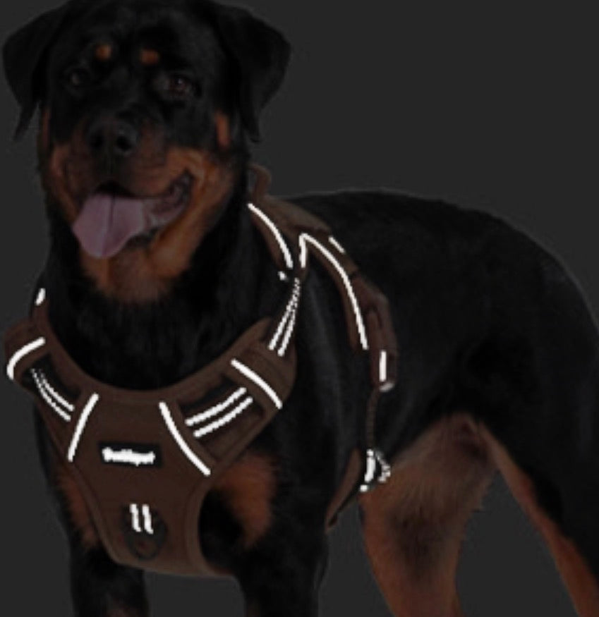 Heavy Duty Tactical Dog Harness for Small Dogs, No Pull Adjustable Pet Harness Reflective Service Training Easy Control Pet Vest Military K9 Working Dog Harnesses- Medium, Brown