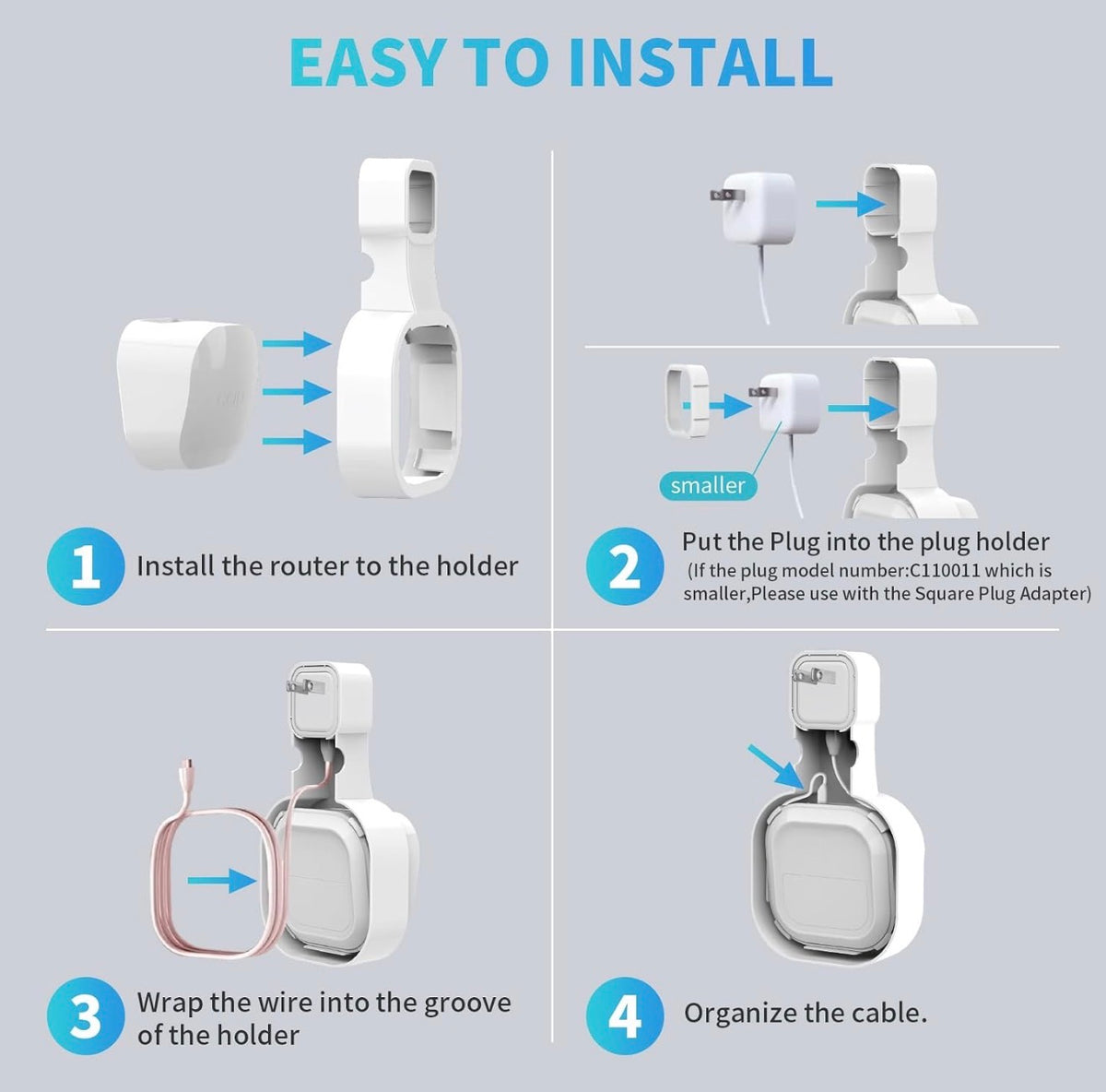 Wall Mount Holder for eero 6 and for eero 6+ Router Mesh Wi-Fi System – No Messy Wires, Space-Saving Outlet Wall Mount Holder for eero 6 Plus Extender, Stand Bracket for eero 6+ (White-2pcs)