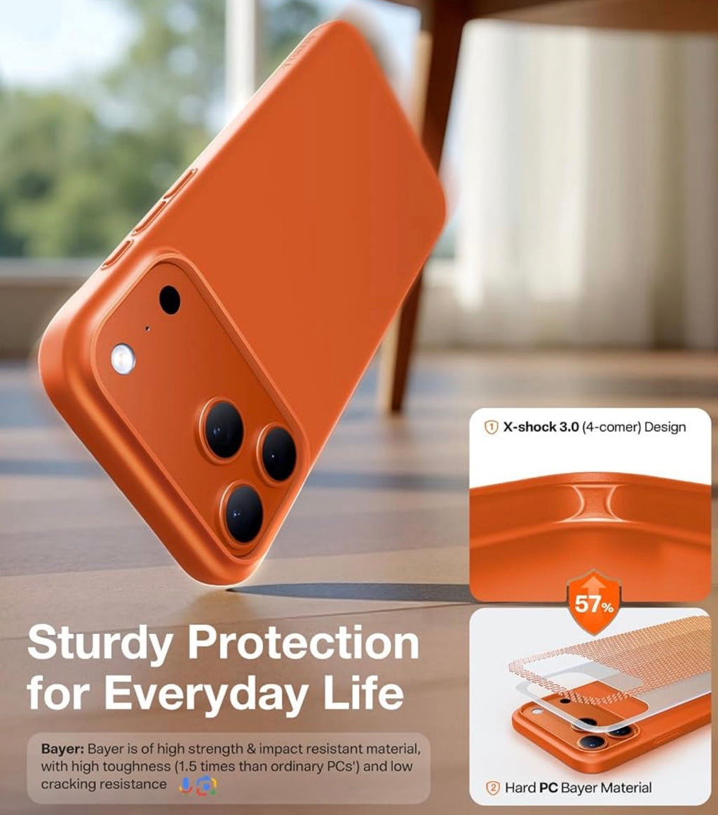 TORRAS Magnetic Slim Fit for iPhone 17 Pro Case Thin, Glossy Orange, Fit for MagSafe, Matte Hard Bayer PC Material, 6.3 in OriginFit, Anti-scratch, Ultra Slim Lightweight Protective Hard Cover