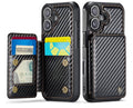 Vinich for iPhone 17 Wallet Case with Card Holder, Carbon Black, RFID Blocking Credit Slots, Kickstand, Shockproof Flip Phone Cover, PU Leather, Double Magnetic Clasp