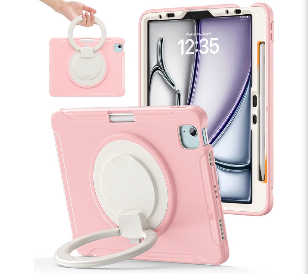 Case for iPad Air 11 Inch M2 M3 M4, Air 4th 5th, Pink
3in1 PC+TPU, Shockproof, 360° Rotatable 180° Foldable Ring Stand for Grip, Carry, Hang and Multi-Angle Viewing,Pencil Holder