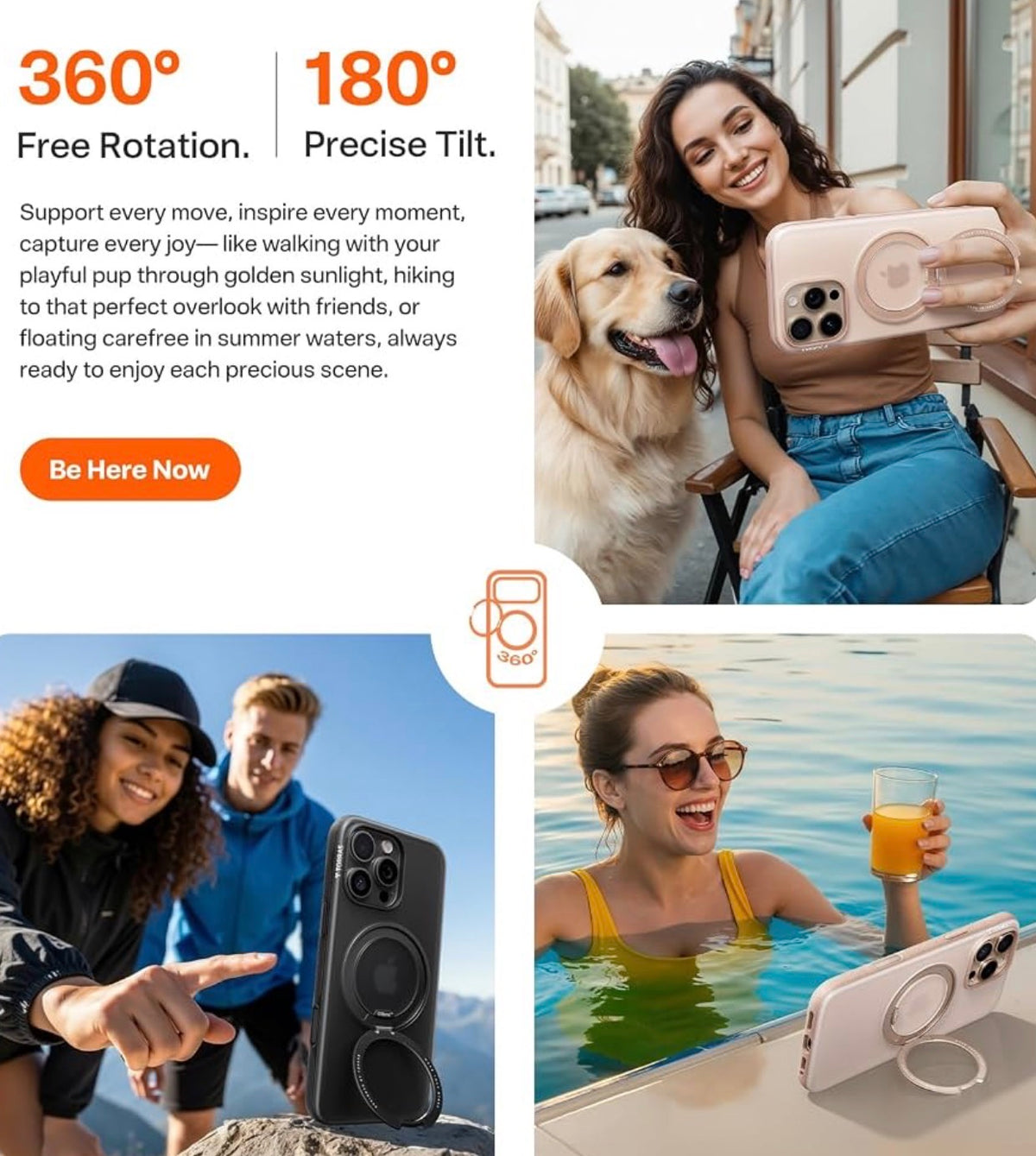 TORRAS for iPhone 16 Pro Case, 360 Magnetic Stand, O3 Fitness Series [Fit for MagSafe] [360° Rotating Kickstand] 4X Mil-Grade Shockproof, Camera Button, Slim, Translucent Desert Titanium 6.3"