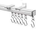 Silent Ceiling Curtain Track with Wall Mount, 6ft-9ft, White, Curtain Track System for Room Divider, Curtain Rail with Three Types of Hooks, Easy Install, 6 to 9 Feet