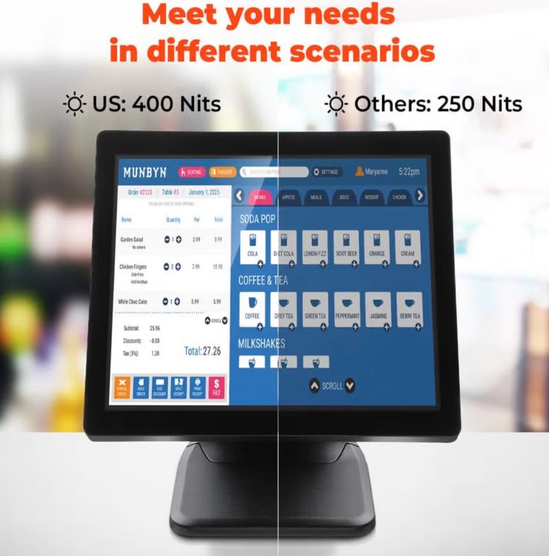 17-inch POS-Touch-Screen-Monitor, Multi-Touch Monitor, 400 nits True Flat Seamless Capacitive LED, VGA/HDMI Input for Office, POS, Restaurant, No Driver Required