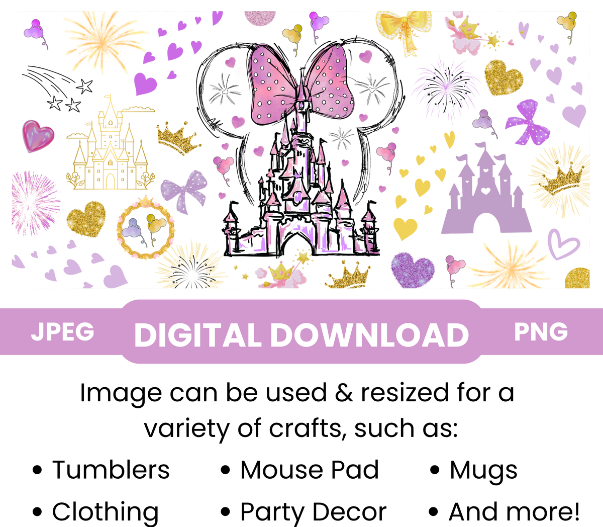 Disney Castle "Purple Dreams" Digital Download - PNG & JPEG Format