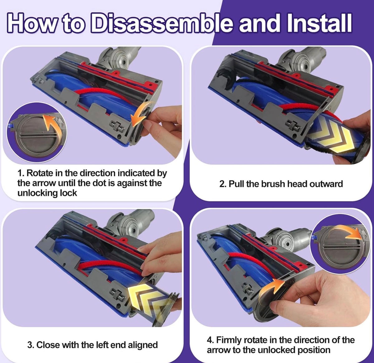 Vacuum Head Replacement for V7 V10 V11 V15 Cordless Vacuums, Quick Release Direct Drive with LED Headlights for Hardwood Floors & Carpets