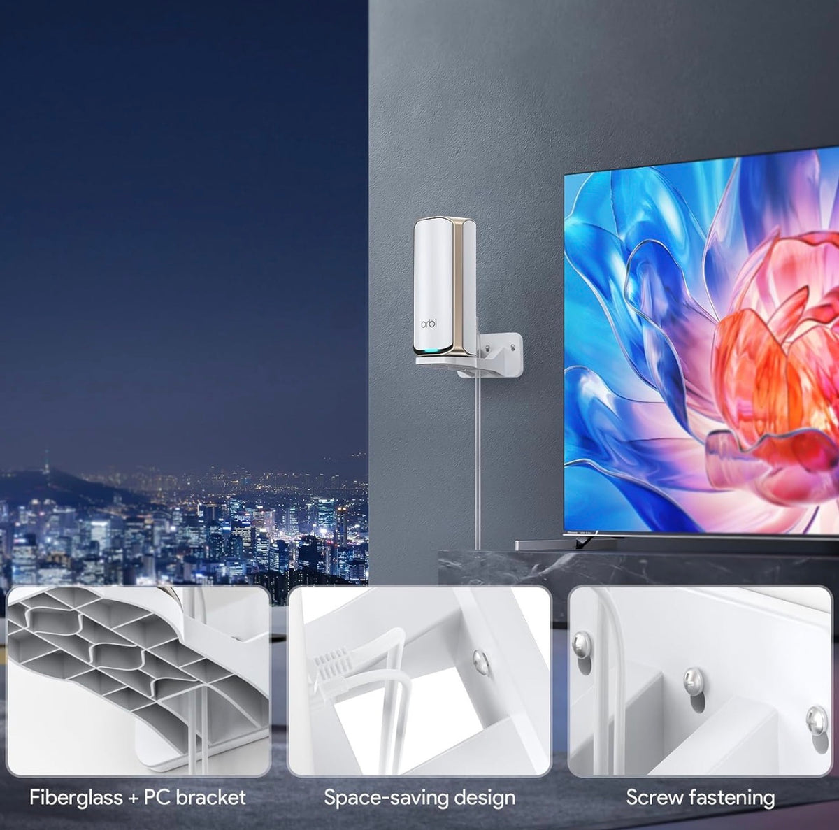 Wall Mount Holder for Netgear Orbi WiFi 7 Router, 2-Pack, Fits Orbi 970 870 770 Series & Nighthawk WiFi 7 Mesh System, Secure Router Shelf to Save Space & Boost Signal, (RBEWMB-10000S)
