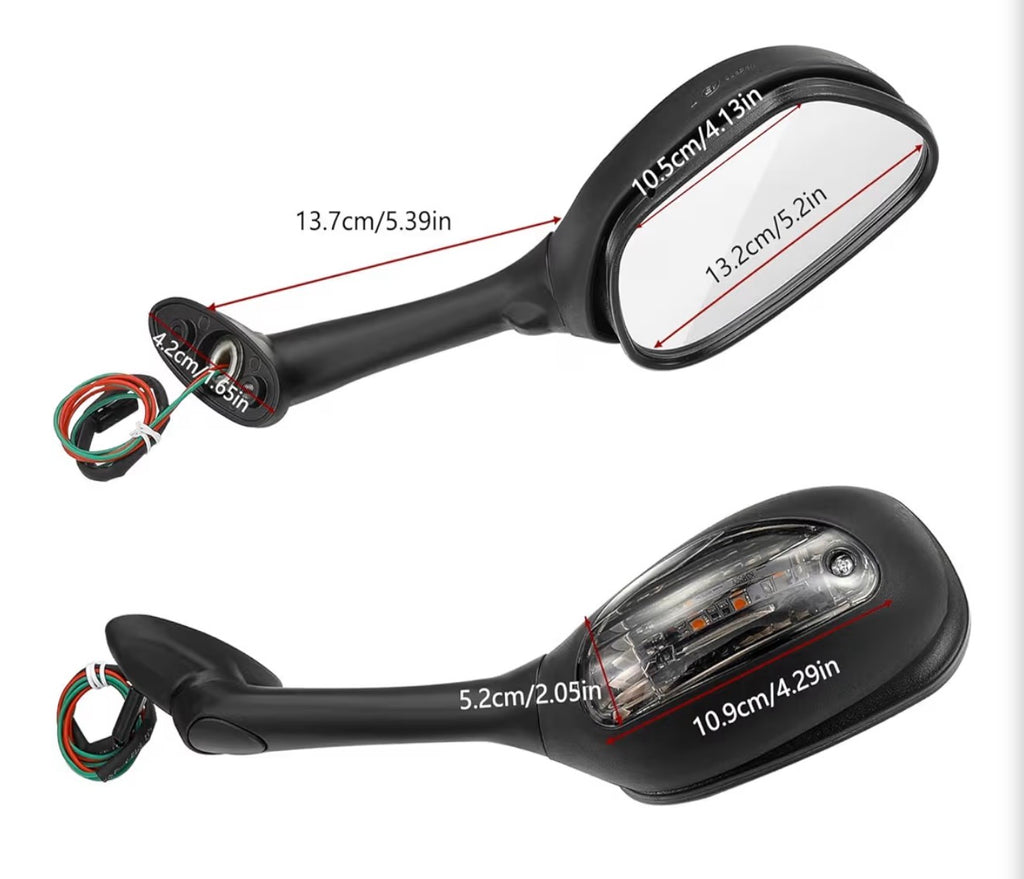 Motorcycle Mirrors Smoke Turn Signals for Suzuki GSXR600 GSXR750 GSXR 600 750 06-18 / GSXR1000 GSXR 1000 02-17 / SV650 SV650S 03-08 / SV1000 SV1000S 03-07 Rear View Side Integrated Light Black