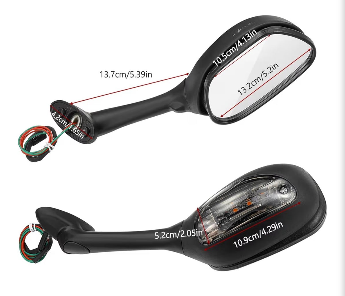 Motorcycle Mirrors Smoke Turn Signals for Suzuki GSXR600 GSXR750 GSXR 600 750 06-18 / GSXR1000 GSXR 1000 02-17 / SV650 SV650S 03-08 / SV1000 SV1000S 03-07 Rear View Side Integrated Light Black