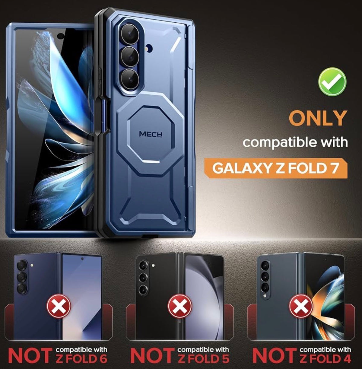 TONGATE for Galaxy Z Fold 7 Case with Privacy Screen Protector, Deep Blue
Compatible with MagSafe, Anti Spy, Shockproof Phone Case, Built-in Stand & Belt Clip & Hinge Cover for Samsung Z Fold 7 2025