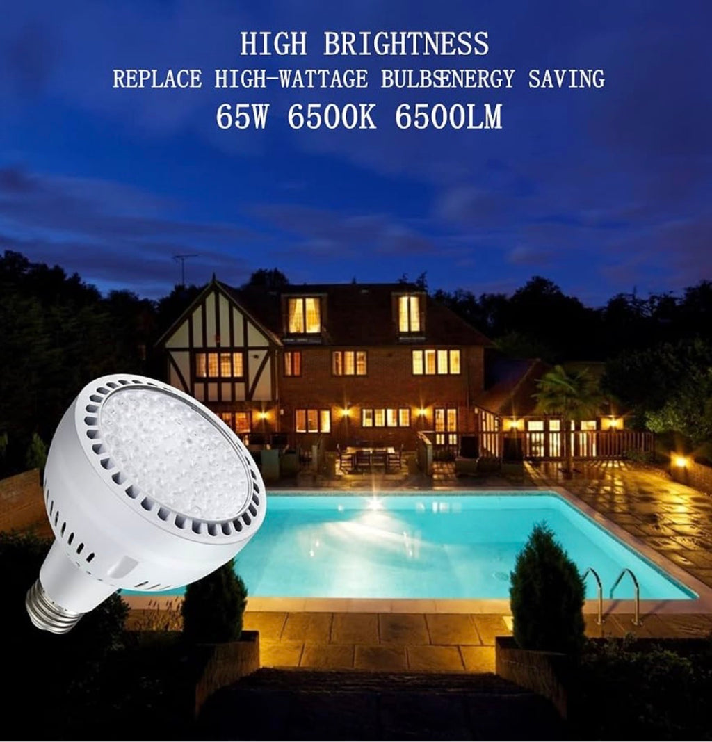 Pool Light Bulb 12V 65W 6500K Daylight White LED Swimming Pool Light Bulb, Replaces up to 200-800W Traditionnal Bulb for Most Pentair Hayward Light Fixtures