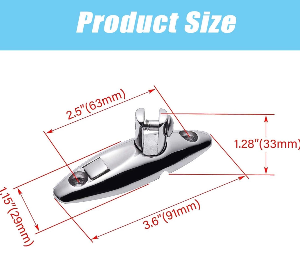 2 Pack Bimini Top Quick Release Hinge, 316 Stainless Steel Deck Mount
Swivel deck side mount hinge with quick release design for easy installation and secure replacement of boat bimini tops.