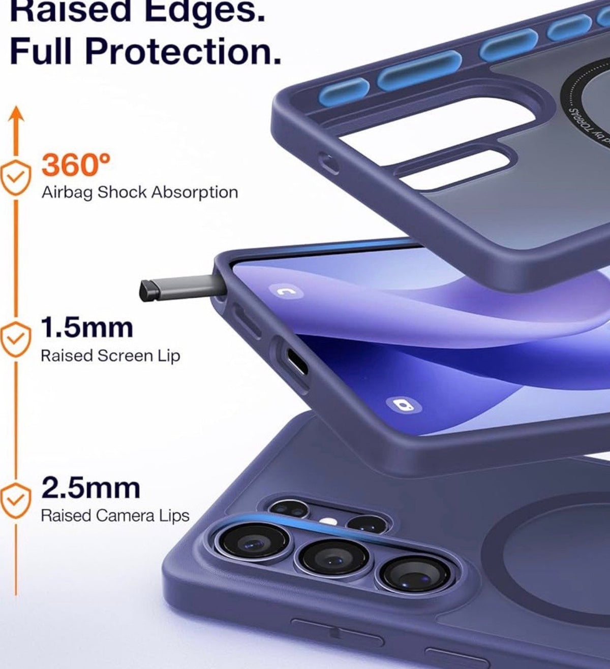TORRAS - Magnetic for Samsung Galaxy S26 Ultra Case Military Grade Protection, Fit for MagSafe, 12FT Military Grade Protection Translucent Slim Case for Samsung S26 Ultra Case, Anti Fingerprint, Purple