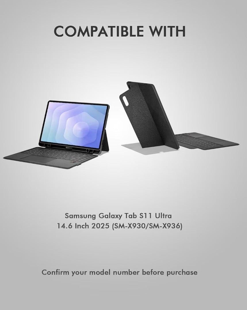 Keyboard Folio w/Status Screen for Samsung Galaxy Tab S11 Ultra 14.6 inch 2025, Tab S11 Ultra 14.6" Bluetooth Keyboard with Trackpad & Any-Angle Stand & Backlit, Tab S11 Ultra Keyboard