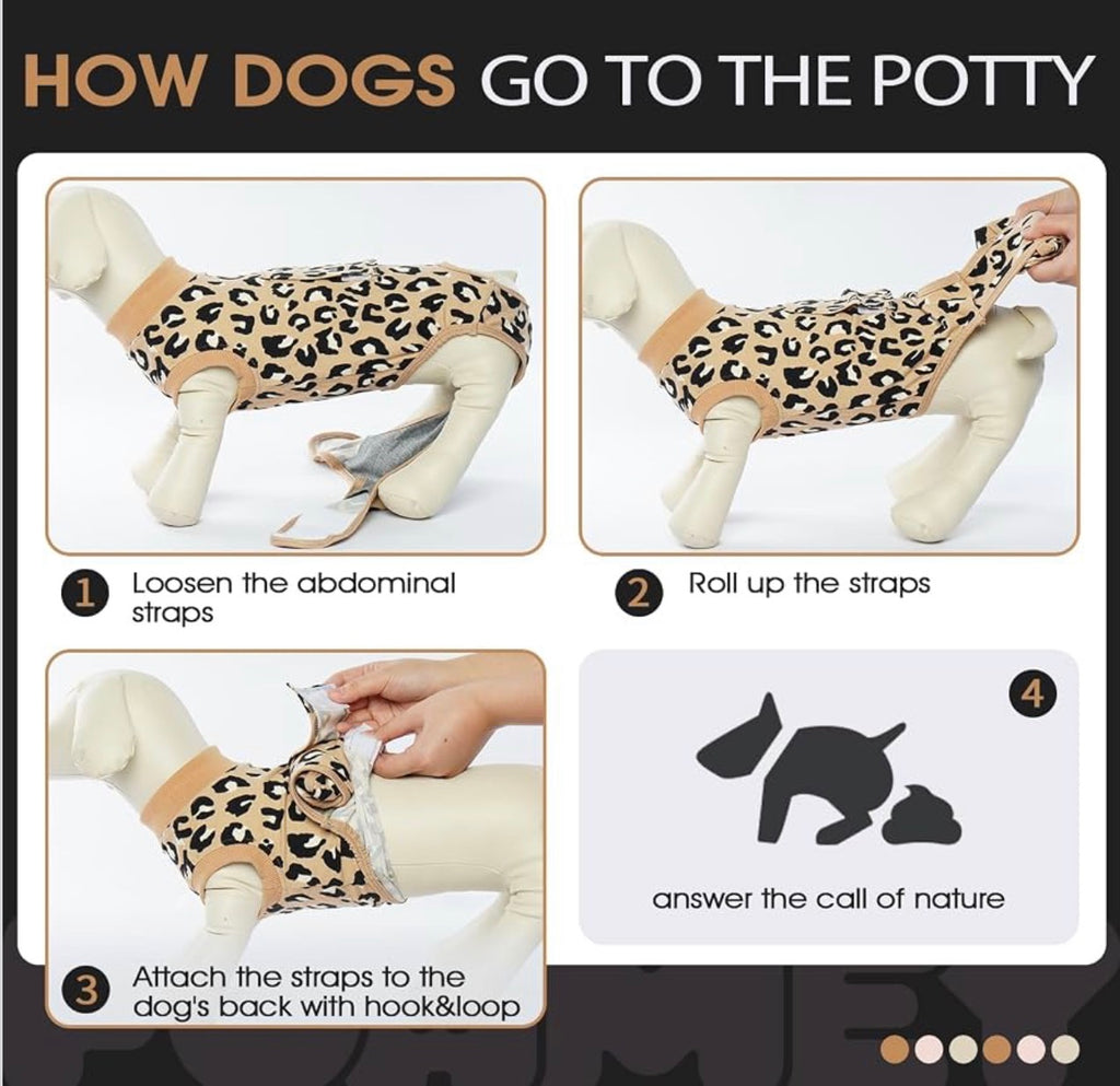 Dog Surgery Recovery Suit, Soft Breathable Neuter Suit for Male Dogs, Post Neuter Surgery Suit, Alternative to Cone of Shame, Wound Care for Dogs, Anti-lick Dog Recovery Suit Brown Leopard, Large