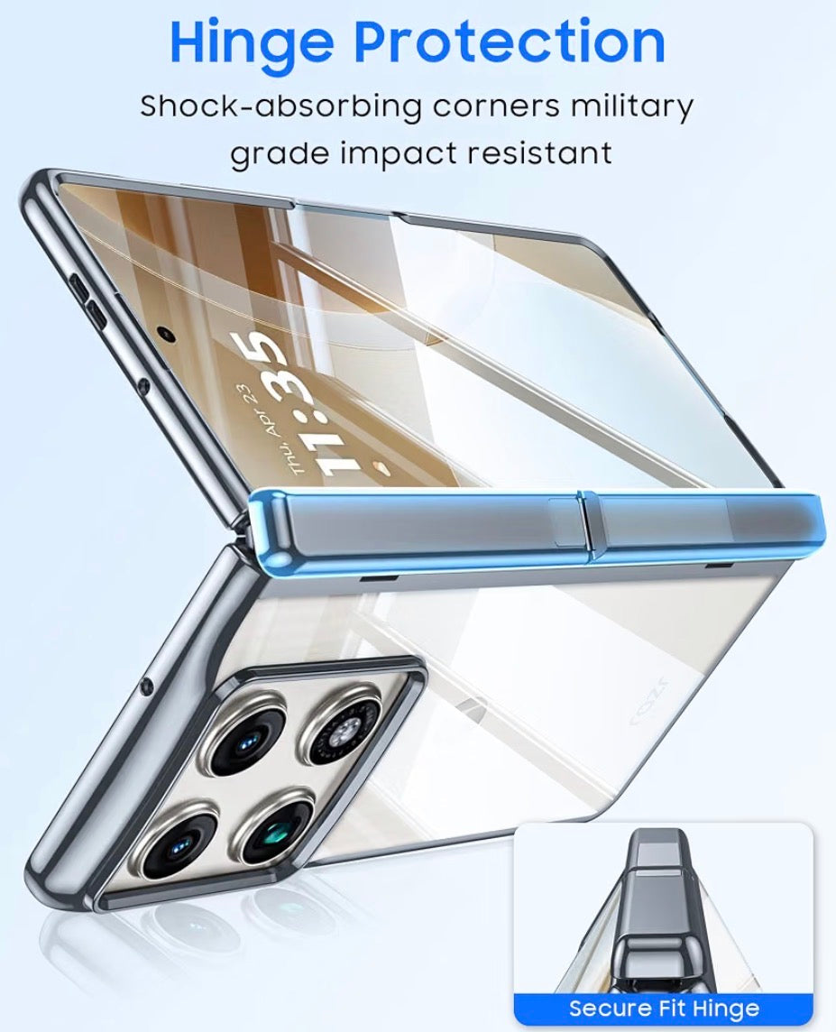 for Motorola Razr Fold Case 2026 Phone Case Built-in Screen Protector & Hinge Protection & Hidden Kickstand Razr Fold Case with Full Body Shockproof Protective Phone Case for Moto Razr Fold, Dark Silver Chrome