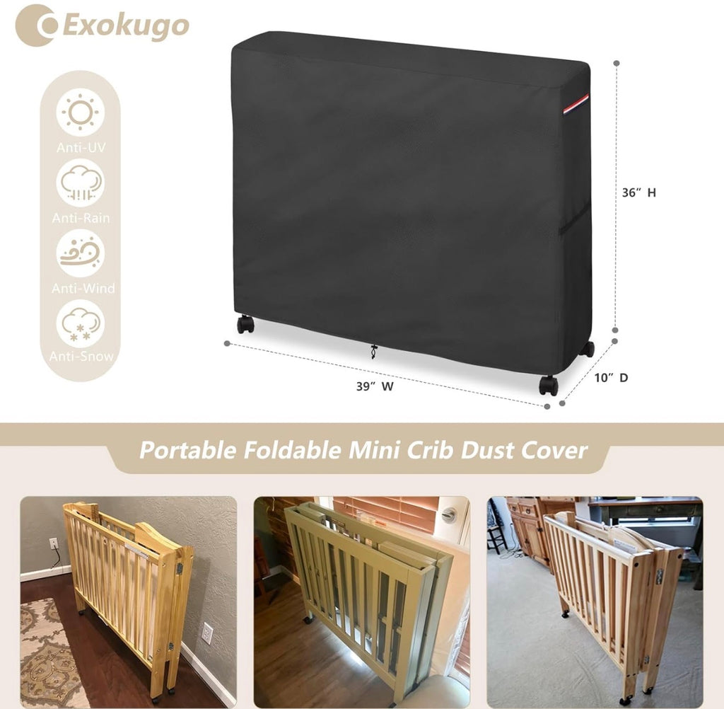 Crib Cover for Portable Foldable Mini Crib, Ease Transportation in Hotel, Extend Life , Protects from Dirt, Dust, Nicks, Scratches