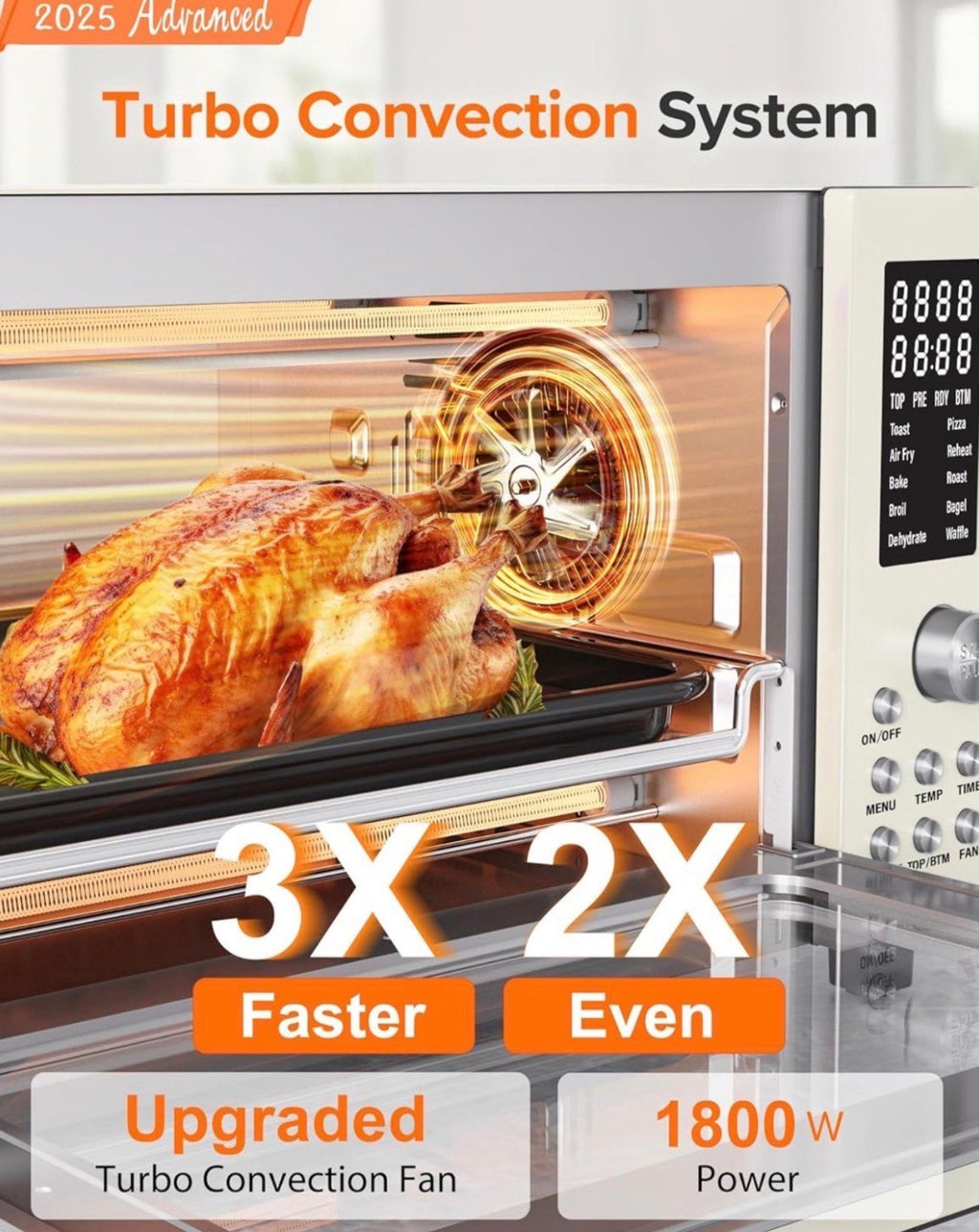 Nuwave Bravo Pro Smart Air Fryer Toaster Oven Countertop Combo
10-in-1 Cooking Functions, 1800W, 50-450°F, 21-Qt, PFAS-Free, Upgraded Super Convection, Cream