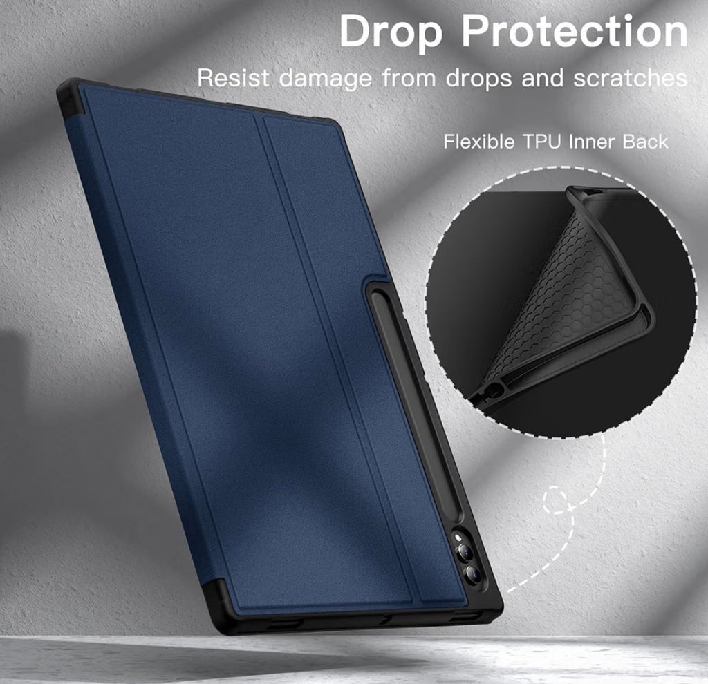 Folio Case for Samsung Galaxy Tab S10 Ultra/S9 Ultra 14.6", Navy
Multi-Angle Stand Cover, S Pen Holder, Slim Protective Cover, Auto Wake/Sleep