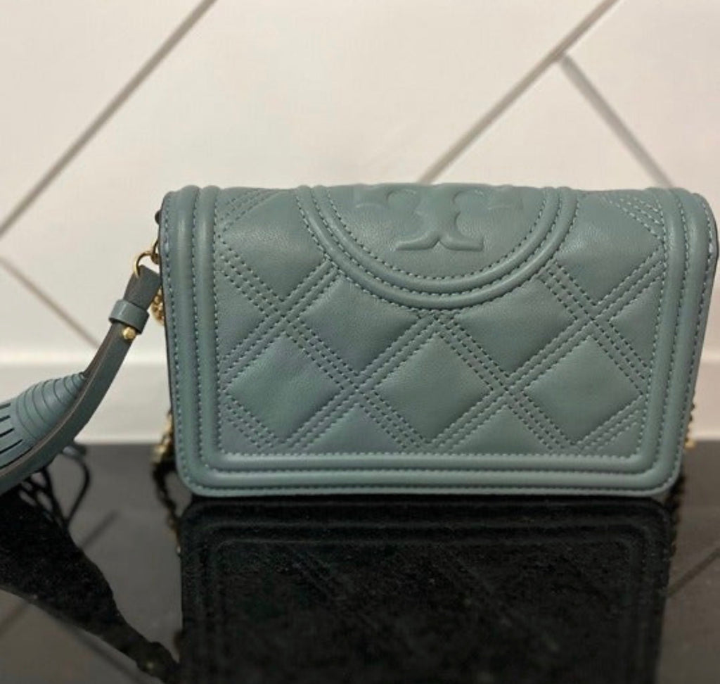 Tory Burch - Fleming Soft Wallet Crossbody - Arctic (Medium Blue Green)